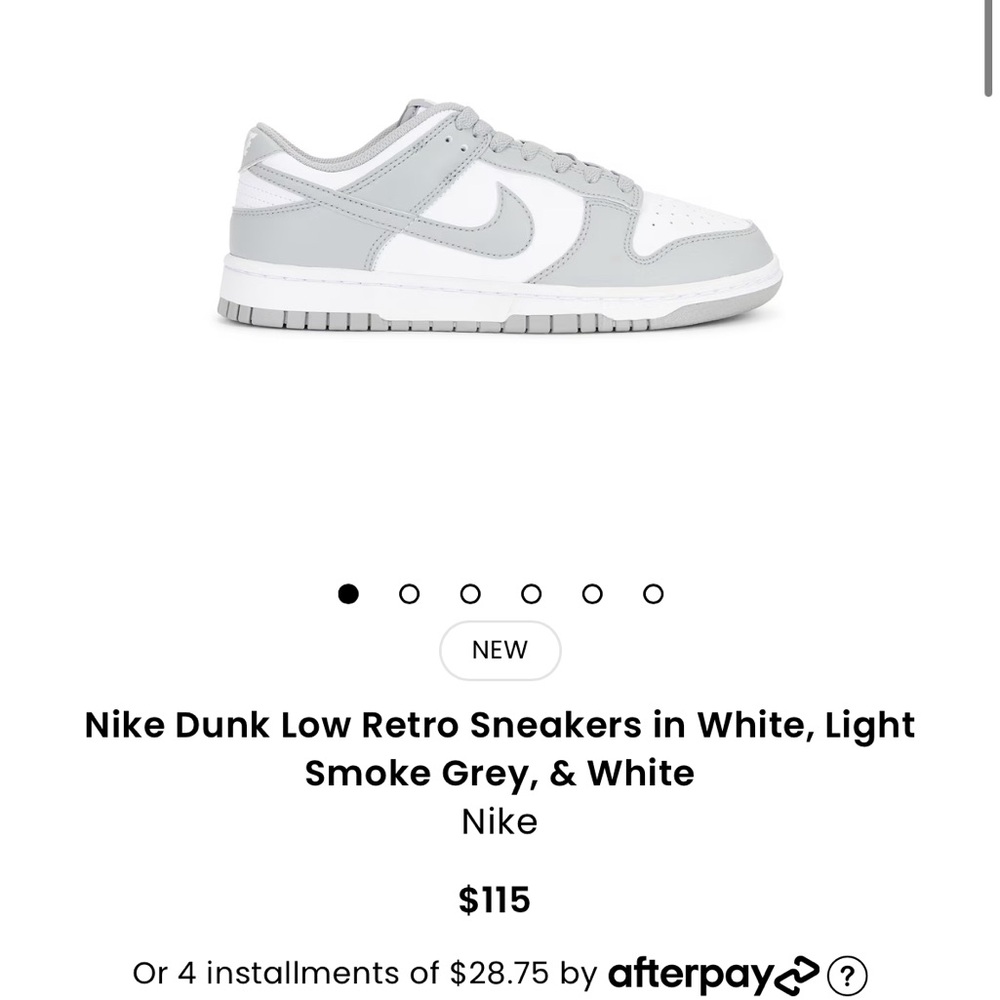 Nike Dunk Low Retro Sneakers in White, Light Smoke Grey, & White